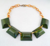 BN5 green chunky rectangle bake necklace